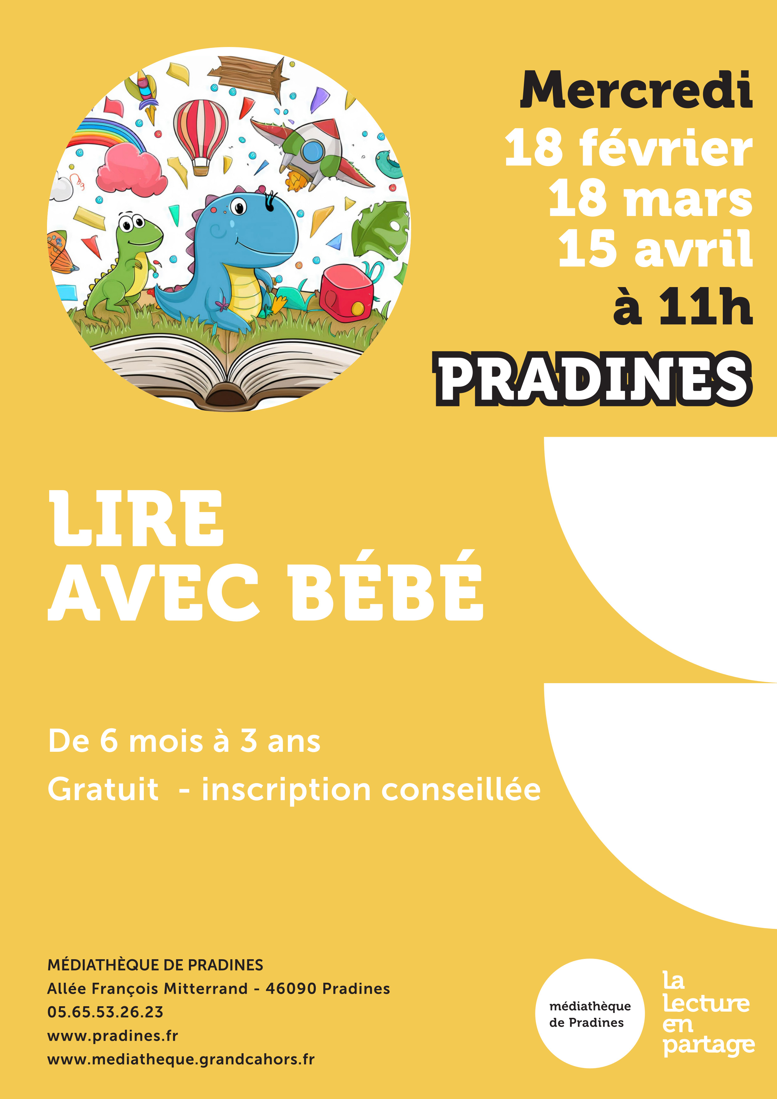 Lire avec bébé à la médiathèque de Pradines