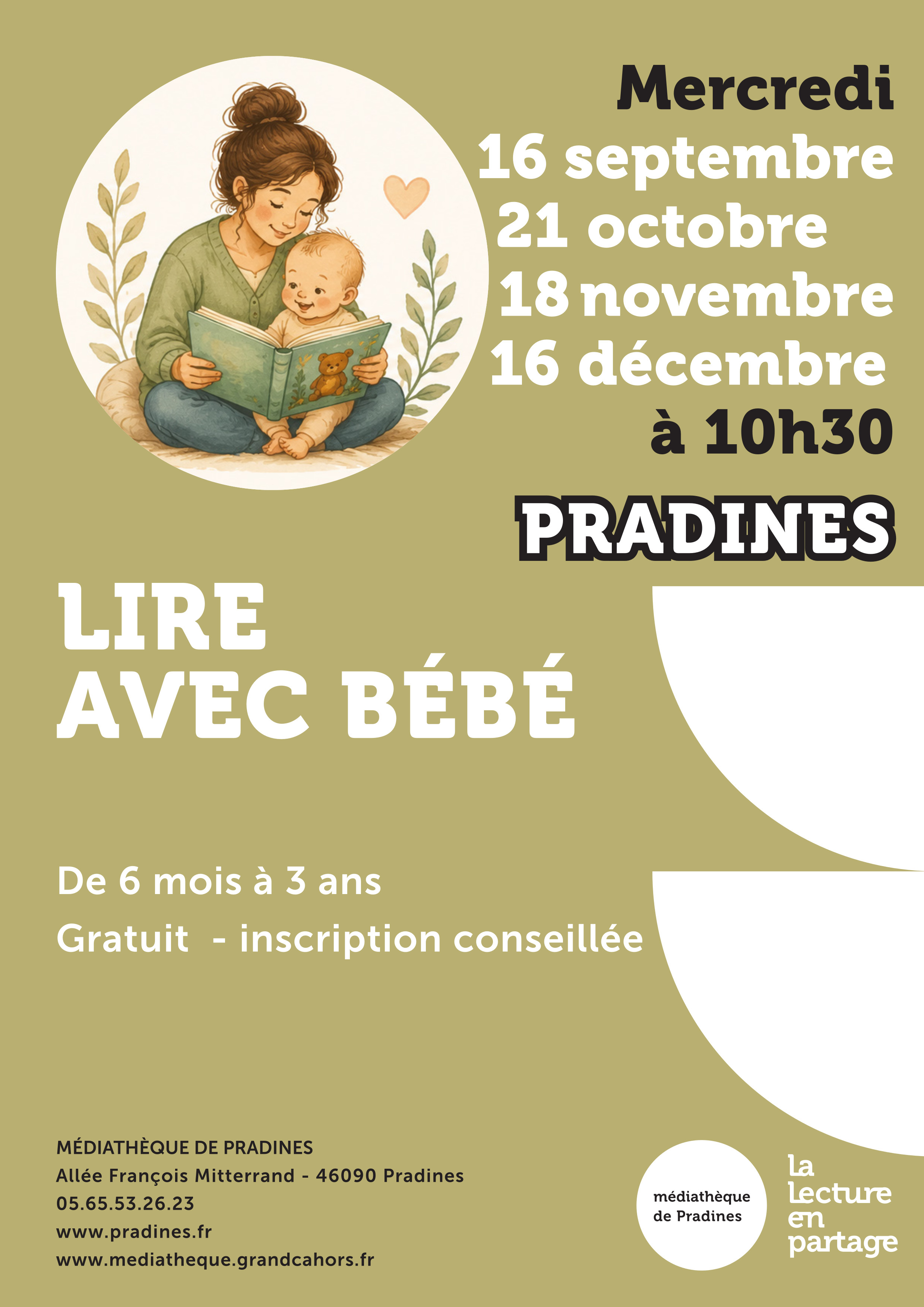 Lire avec bébé à la médiathèque de Pradines