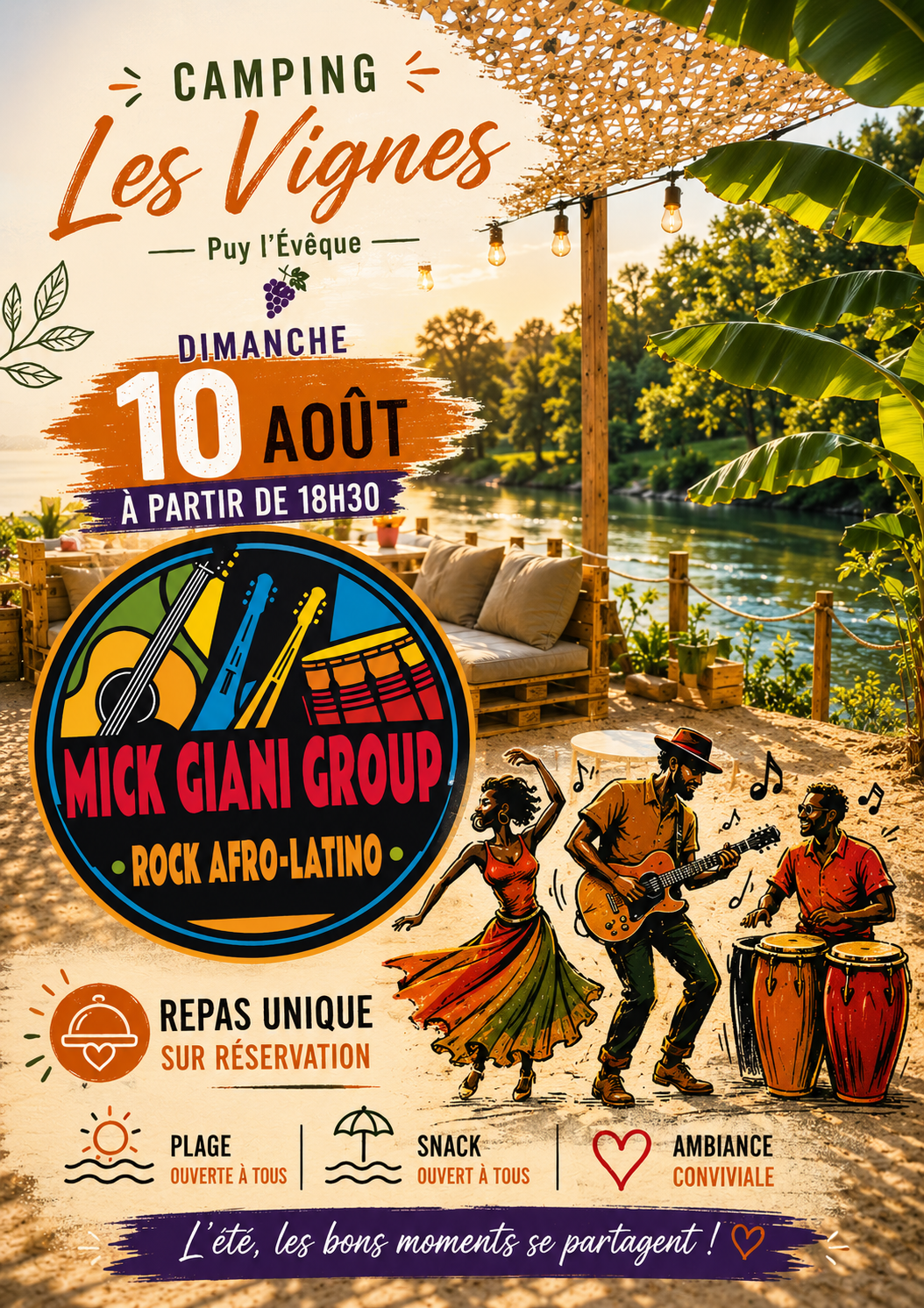 Repas concert au camping Les Vignes