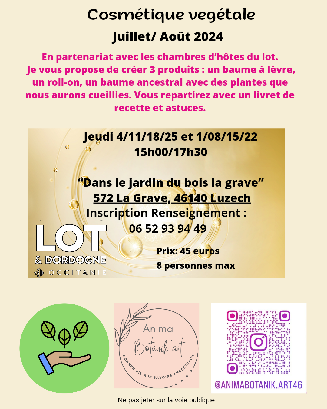 Fabrication de cosmétique végétaux et balade botanique