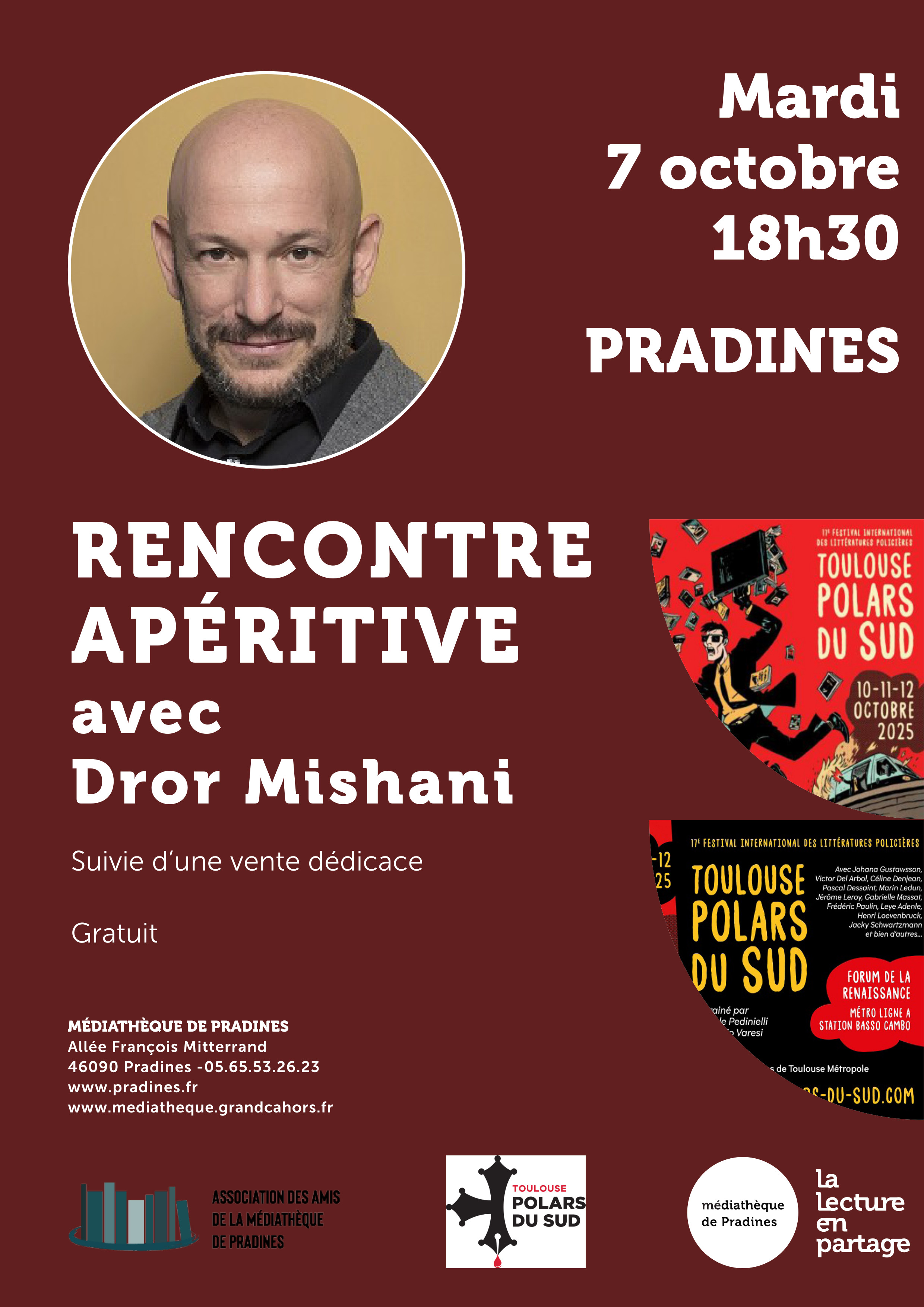 Rencontre apéritive avec l'auteur Dror Mishani à la Médiathèque de Pradines