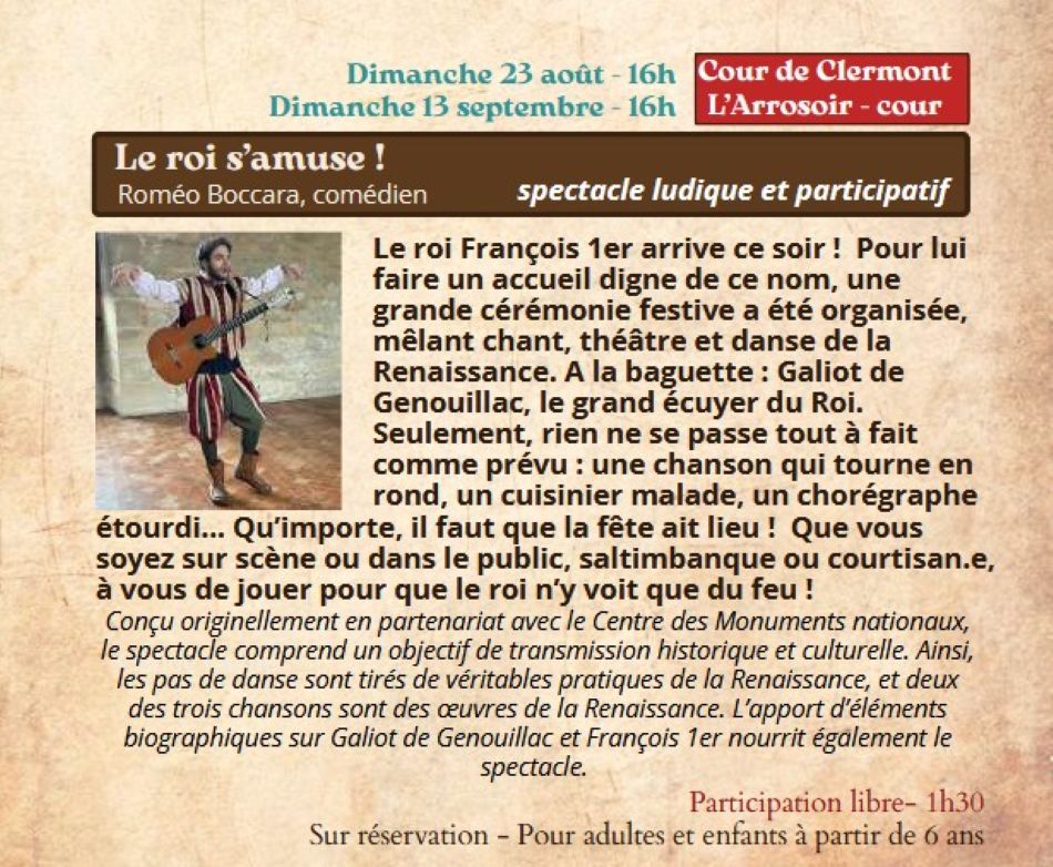 Festival Re-Naissance à  Figeac, spectacle : "le roi s’amuse !"