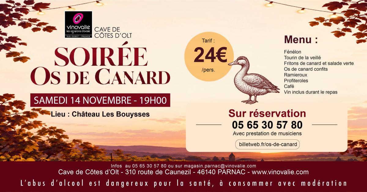 Repas Os de canard au Château de Mercuès