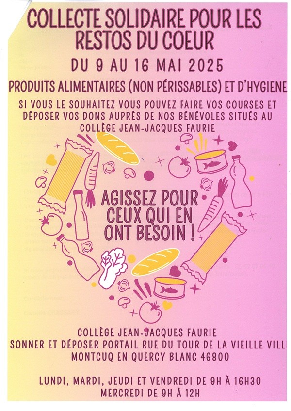 Collecte solidaire pour les Restos du cœur