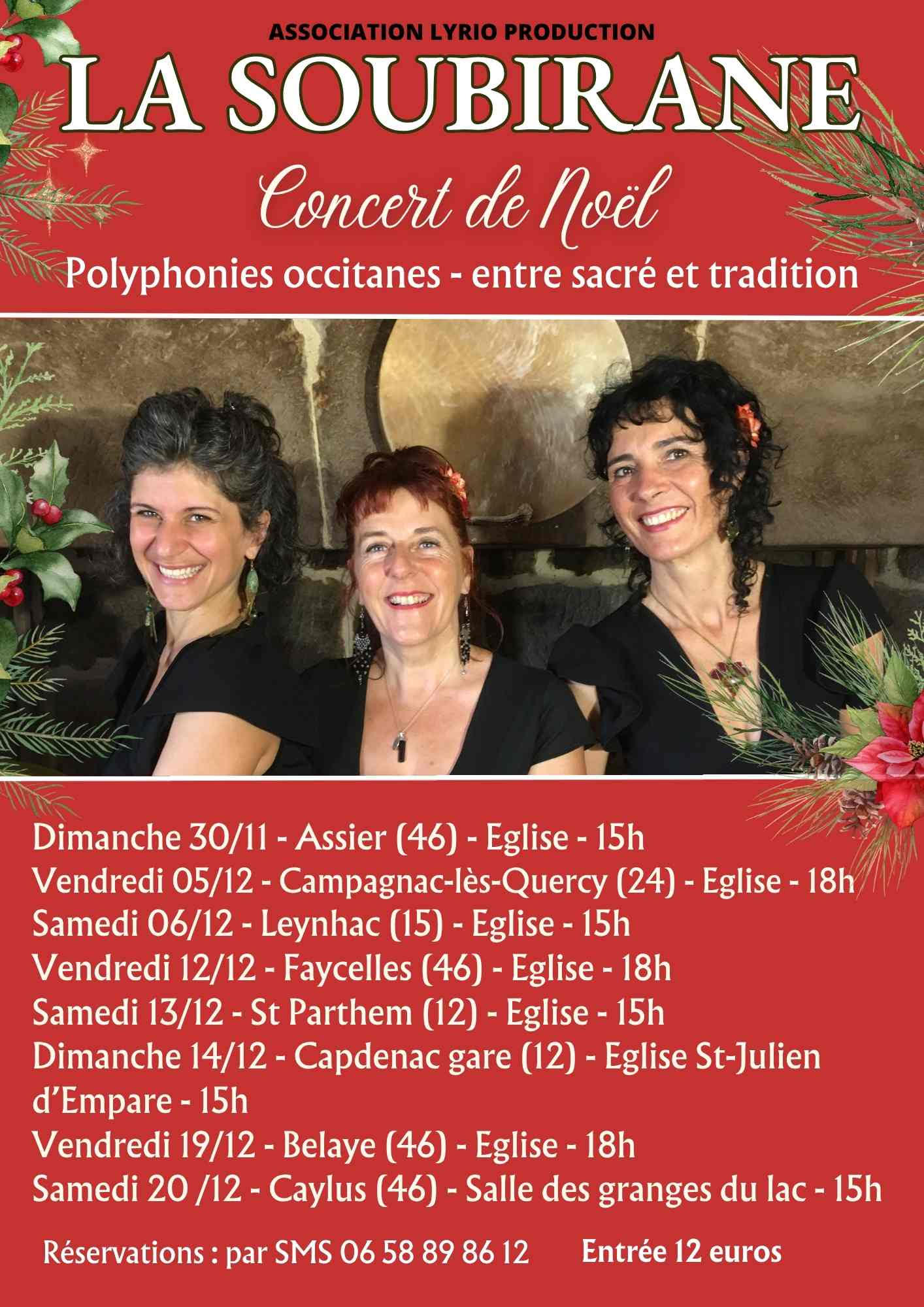 Concert de Noël à Faycelles avec "La Soubirane"